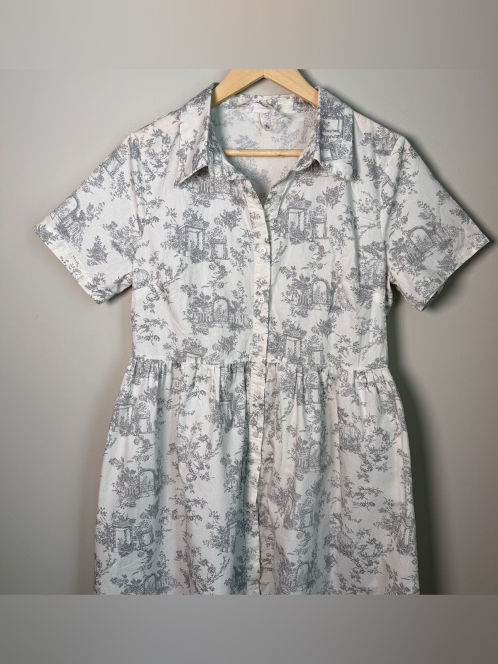 Worth Collective | Gray Toile Garden Cottagecore Cotton Maxi Dress | Size XL